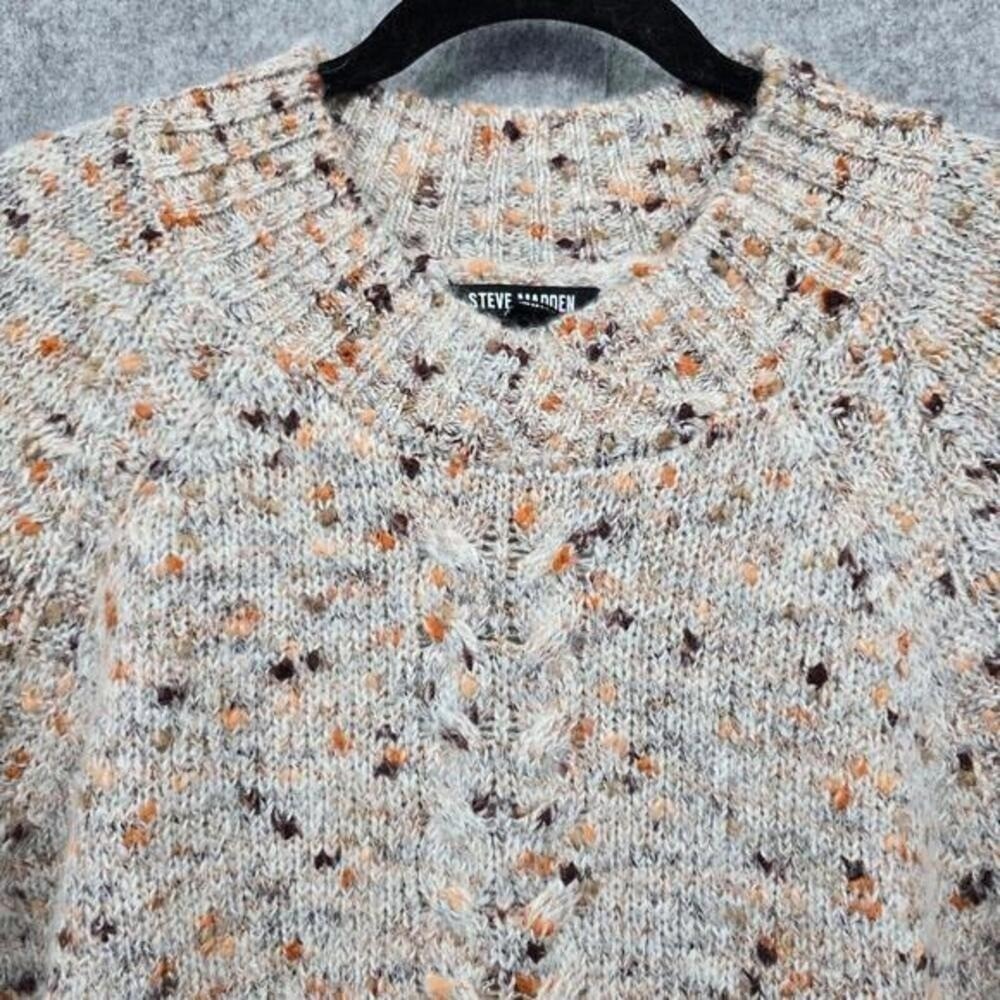 Steve Madden Sweater Women's Large Textured Cable-Knit Mock-Neck Alpaca Blend - Picture 8 of 10